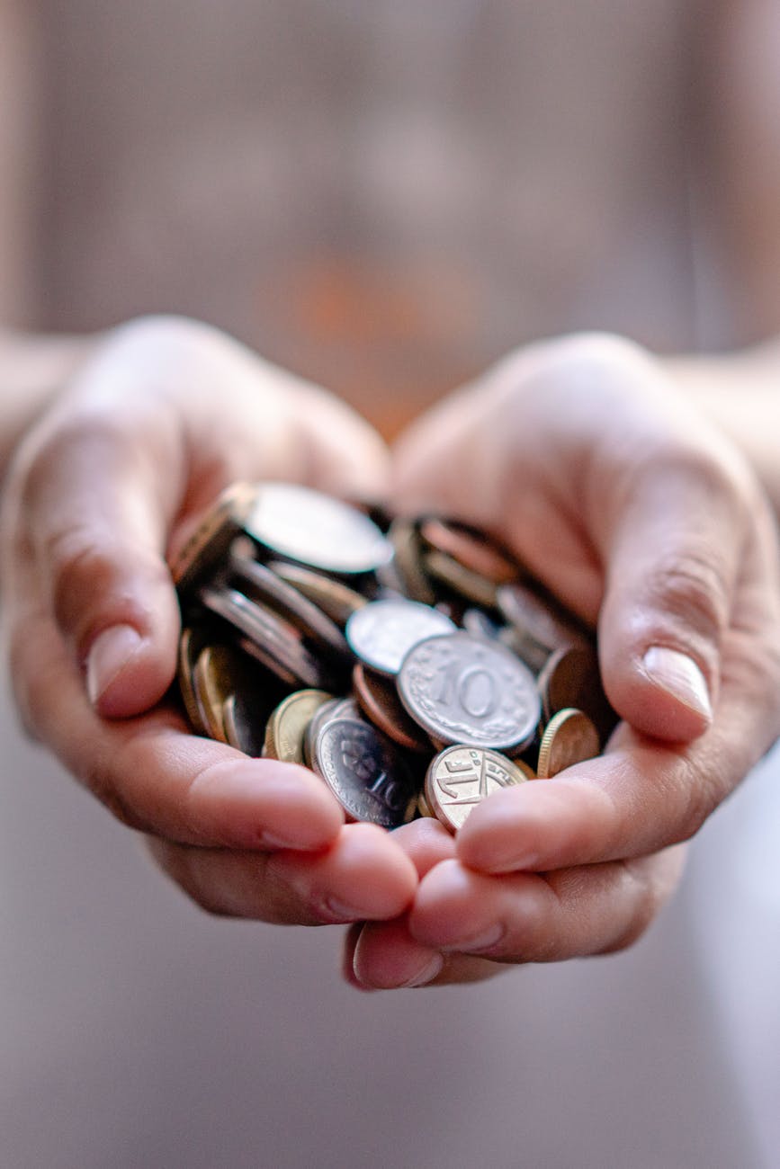 person showing handful of saved coins